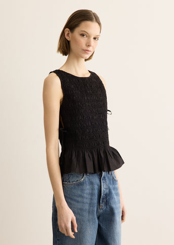 Cotton Poplin Smock Tie String Top