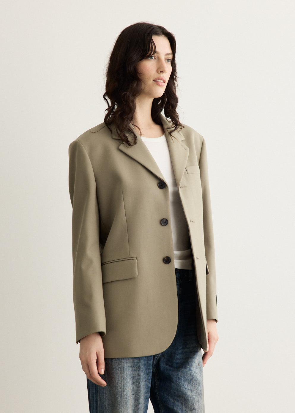 Unisex 3 Button Wool Blazer