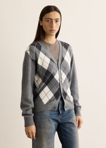 V-Neck Argyle Cardigan