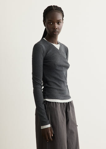 Organic Cotton V Neck Long Sleeve T-Shirt