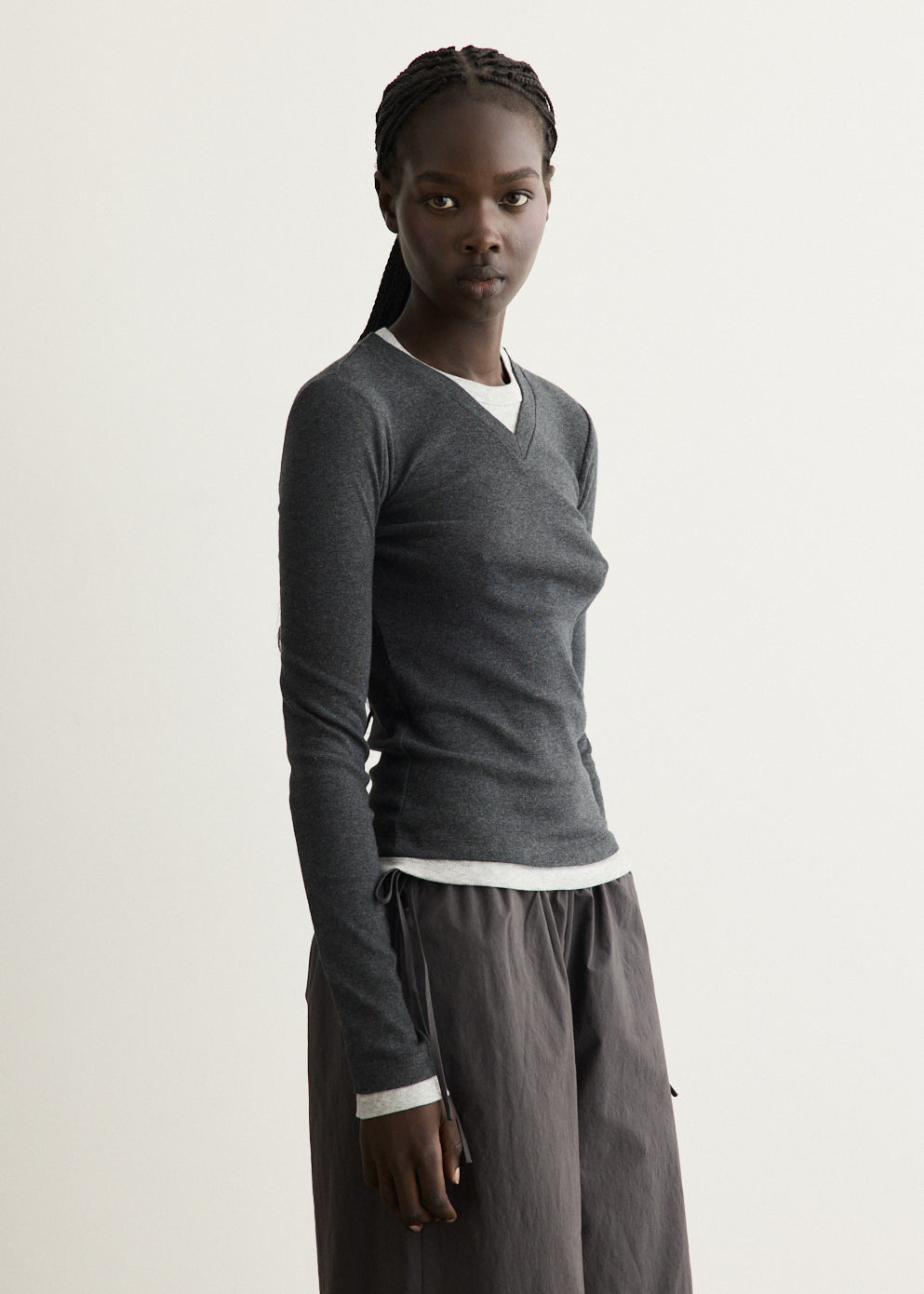Organic Cotton V Neck Long Sleeve T-Shirt