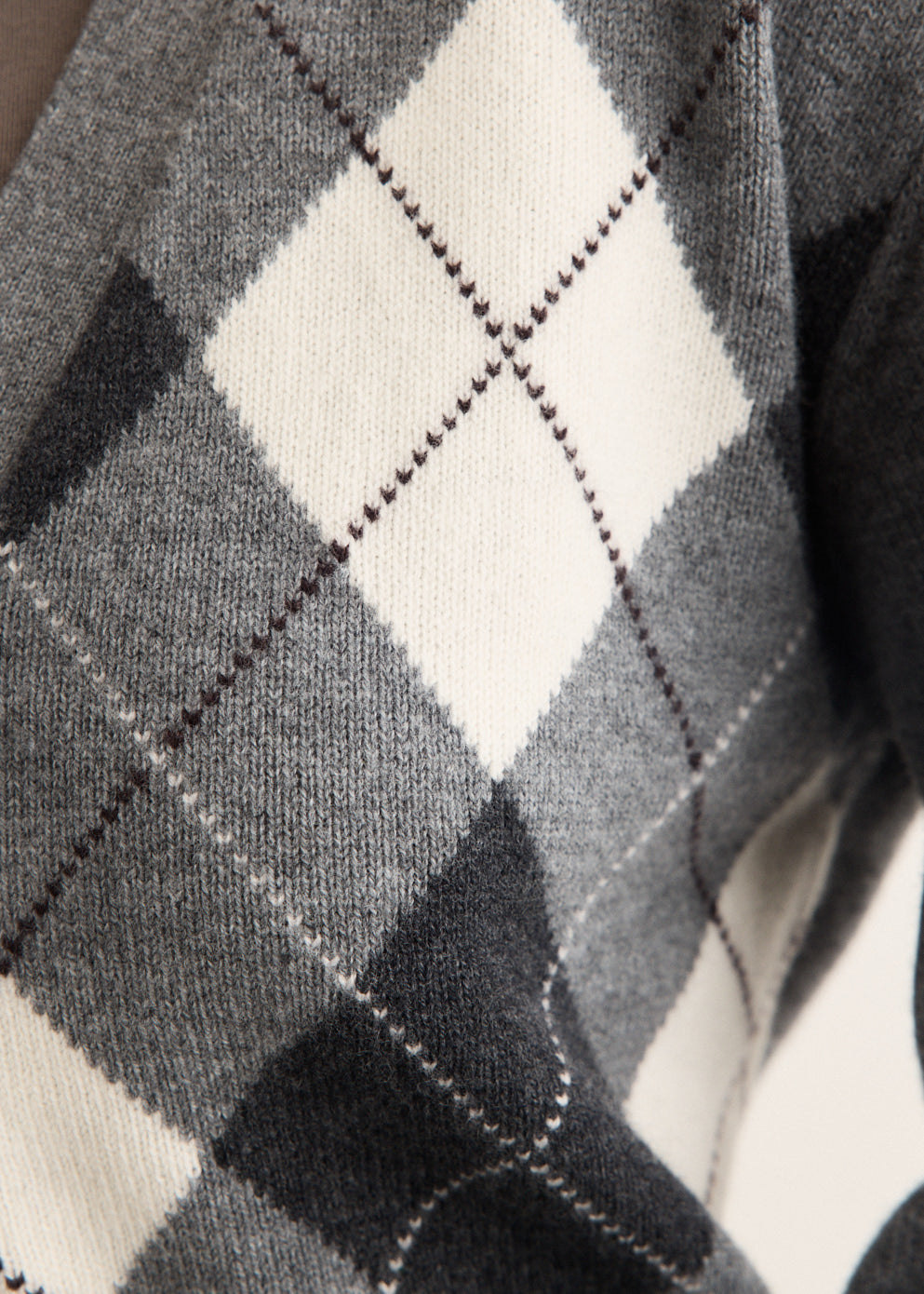 V-Neck Argyle Cardigan