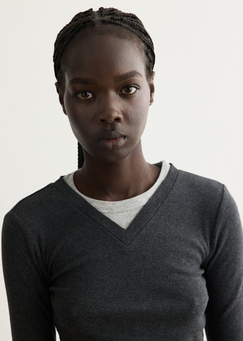 Organic Cotton V Neck Long Sleeve T-Shirt