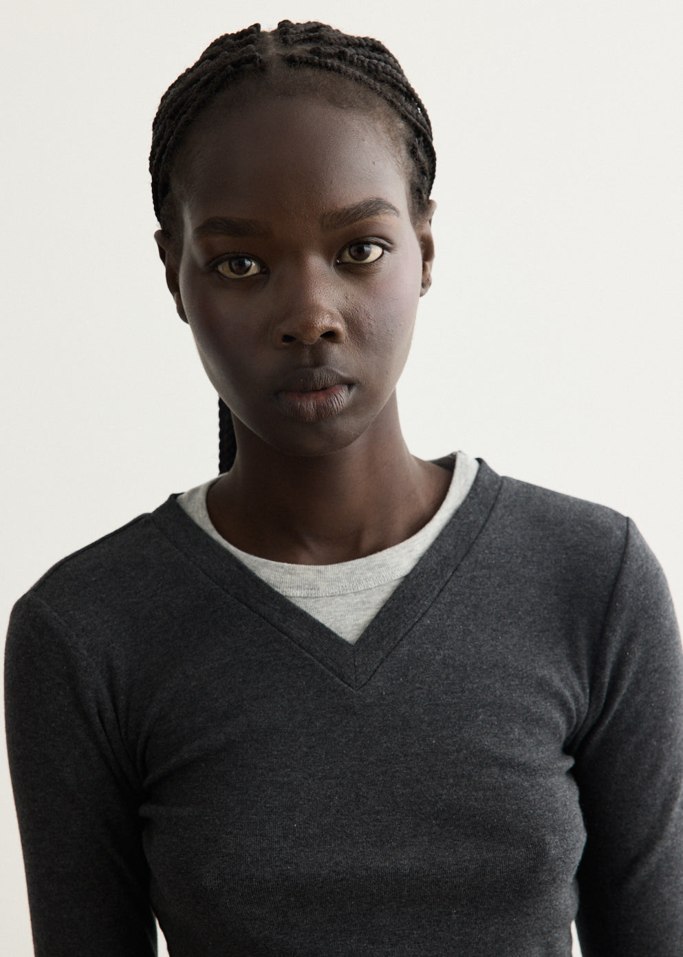 Organic Cotton V Neck Long Sleeve T-Shirt
