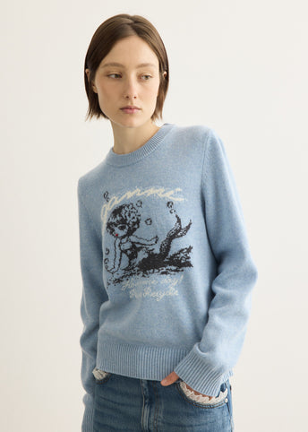 Graphic Wool Sweater With Mermaid