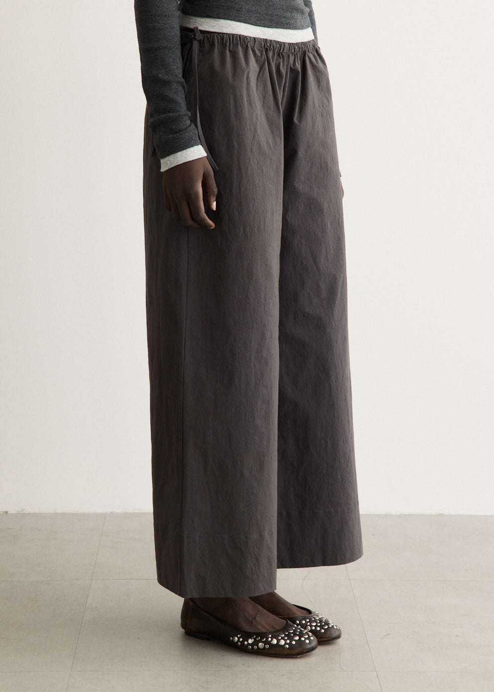 Technical Cotton Cropped Drawstring Pants