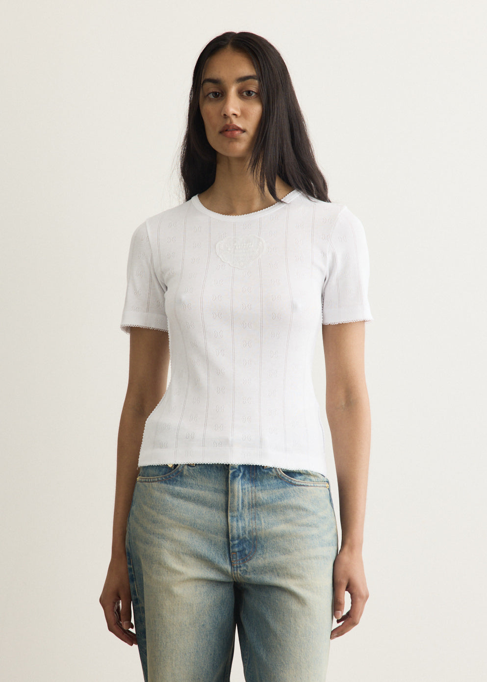 Compact Pointelle Rib Jersey T-Shirt