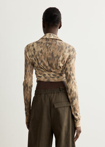 Printed Cropped Tie Blouse