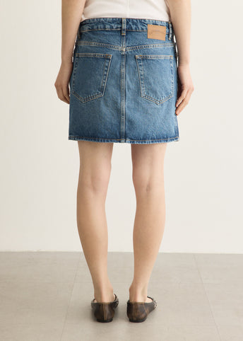 Rigid Denim Lace Mini Skirt