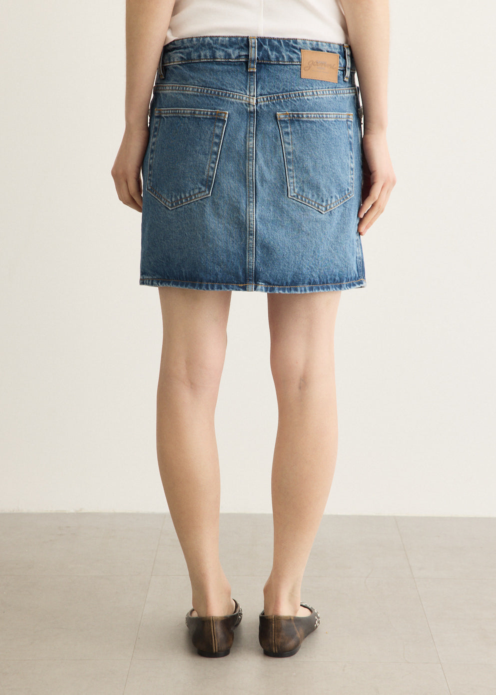 Rigid Denim Lace Mini Skirt