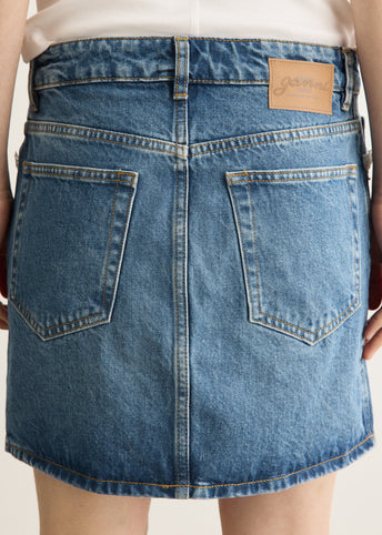 Rigid Denim Lace Mini Skirt