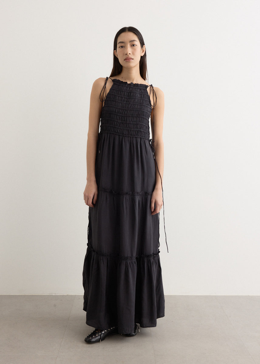 Viscose Habotai Maxi Smock Slip Dress