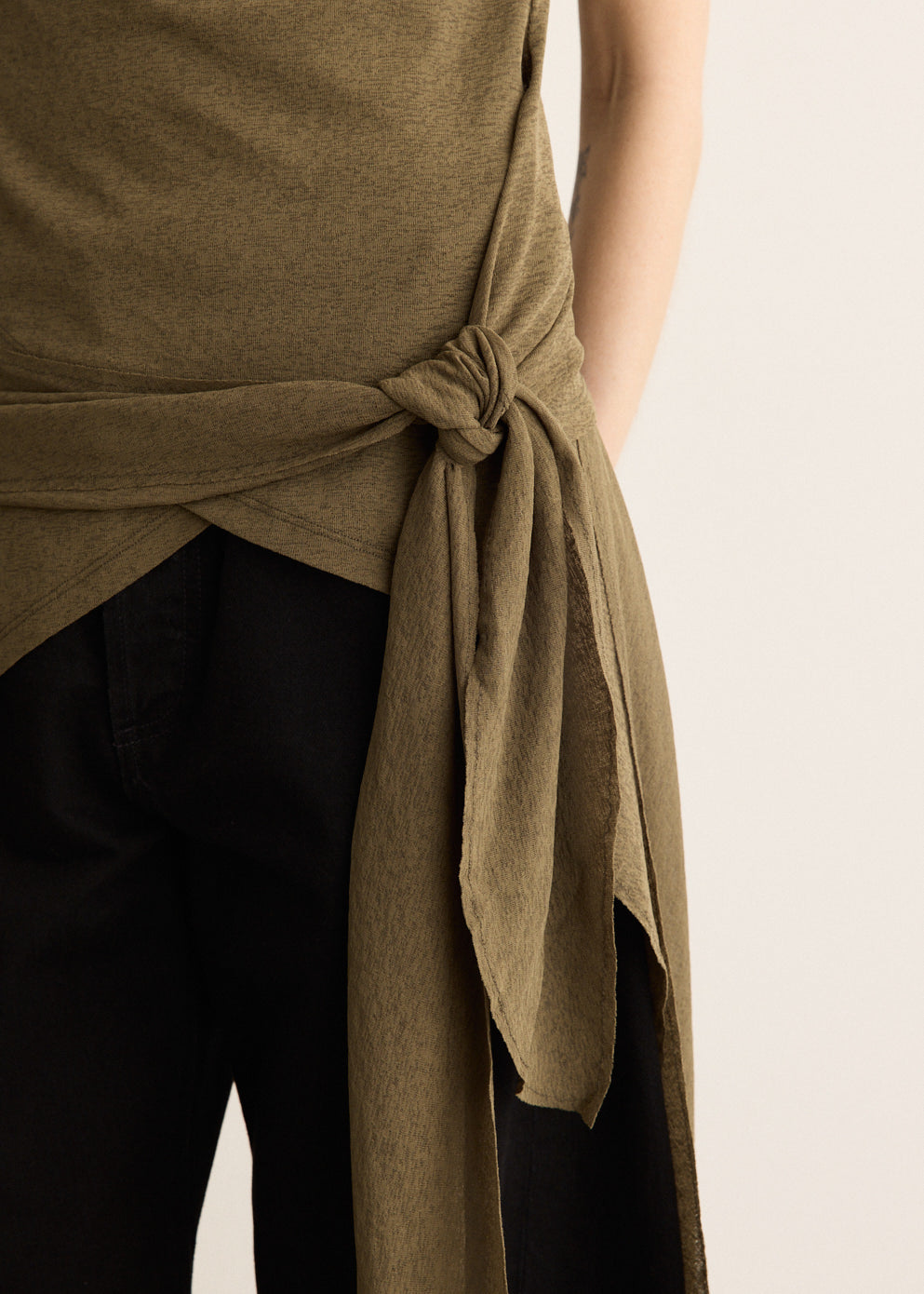 Marl Mesh Tie Knot Tank Top