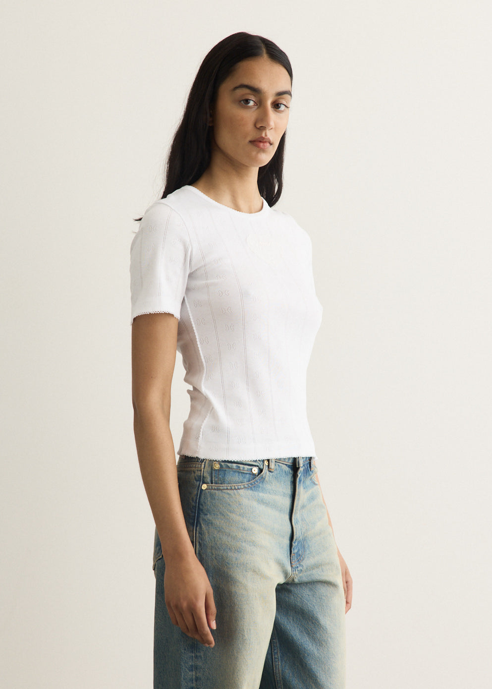 Compact Pointelle Rib Jersey T-Shirt