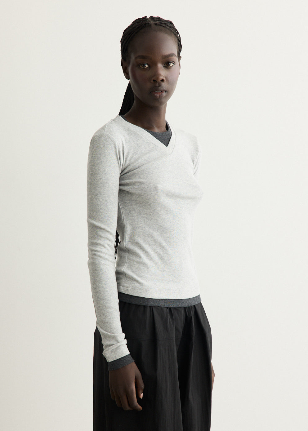 Organic Cotton V Neck Long Sleeve T-Shirt