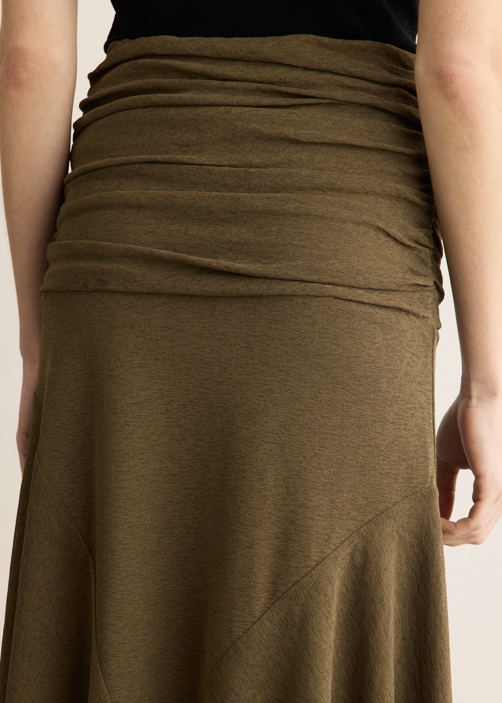 Ruched Asymmetric-Hem Skirt