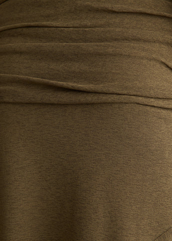 Ruched Asymmetric-Hem Skirt