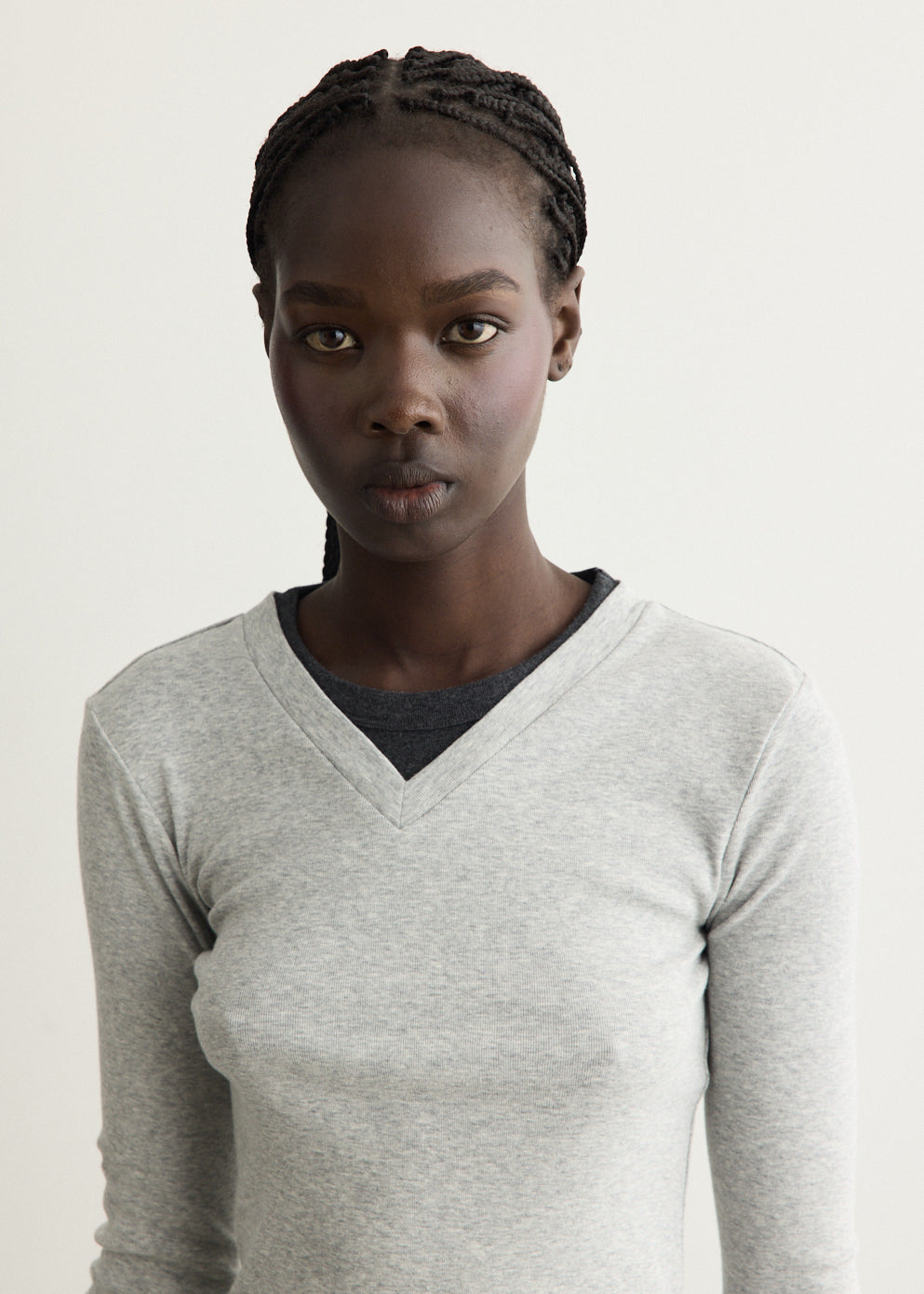 Organic Cotton V Neck Long Sleeve T-Shirt
