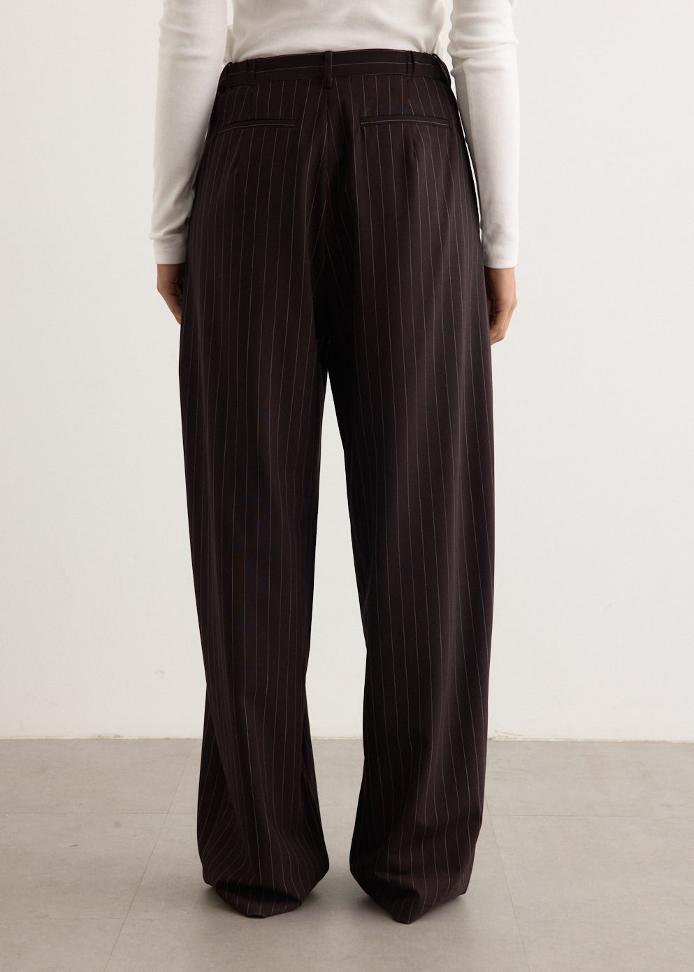 Wool Pinstripe Tapered Pants