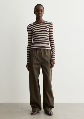 Soft Cotton Stripe Rib Longsleeve Top