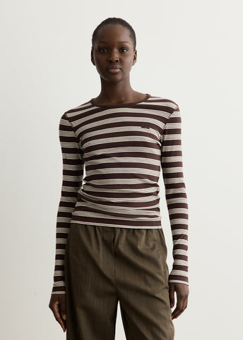 Soft Cotton Stripe Rib Longsleeve Top