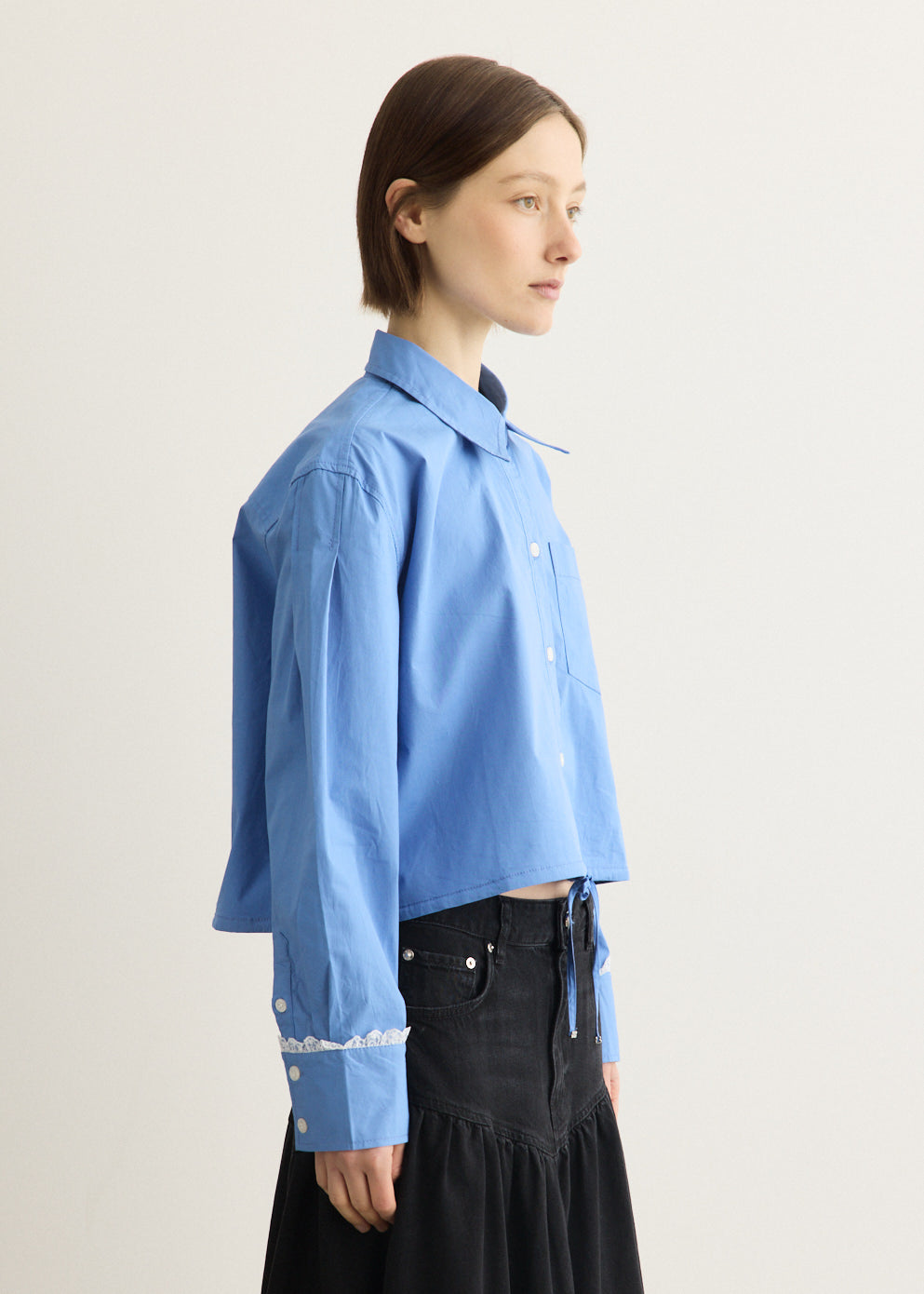 Stretch Cotton Cropped Bowling Shirt