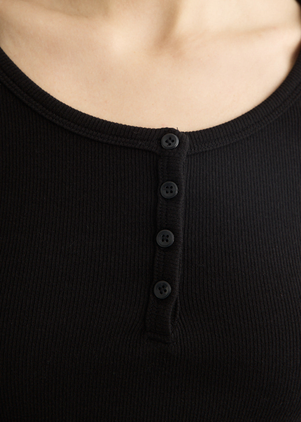 Henry-neck Long Sleeve T-Shirt