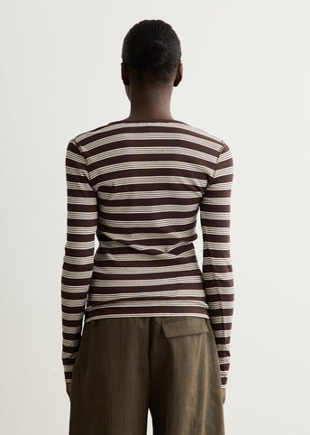 Soft Cotton Stripe Rib Longsleeve Top