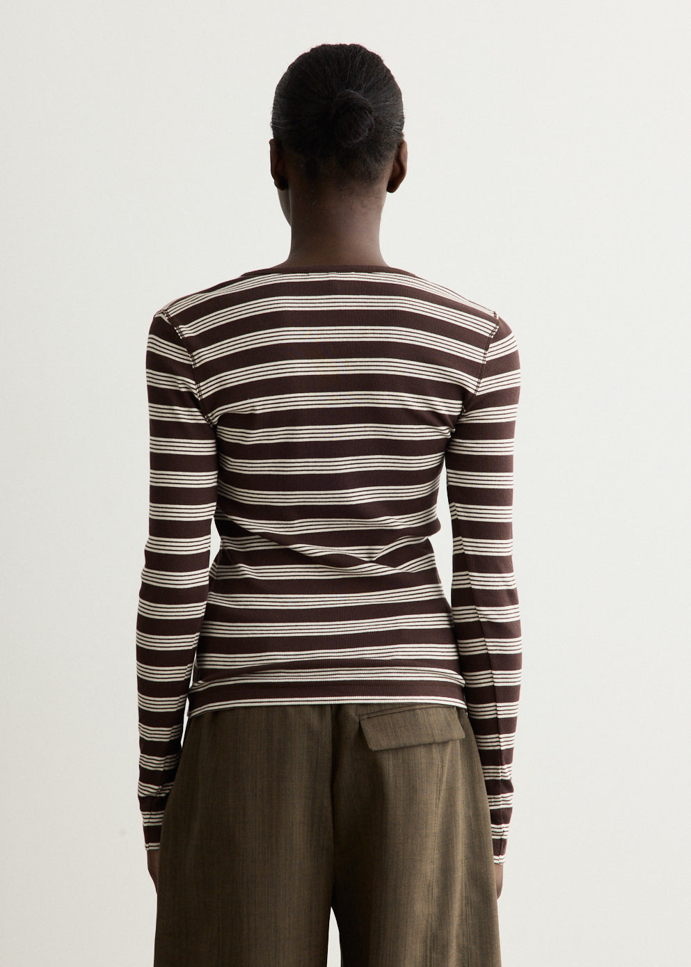 Soft Cotton Stripe Rib Longsleeve Top