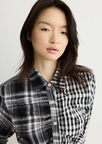Shirred Check Shirt
