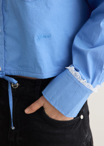 Stretch Cotton Cropped Bowling Shirt