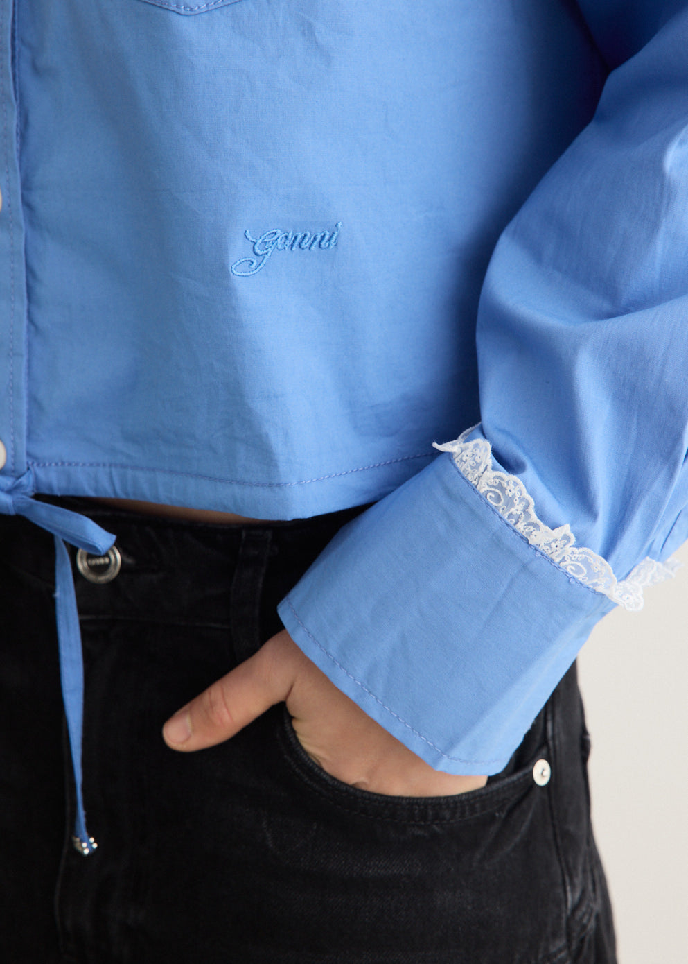 Stretch Cotton Cropped Bowling Shirt