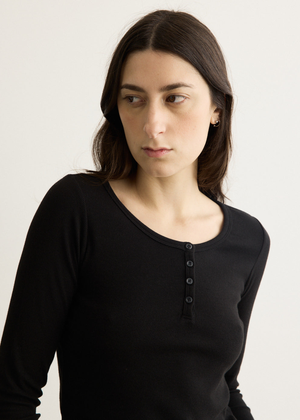 Henry-neck Long Sleeve T-Shirt