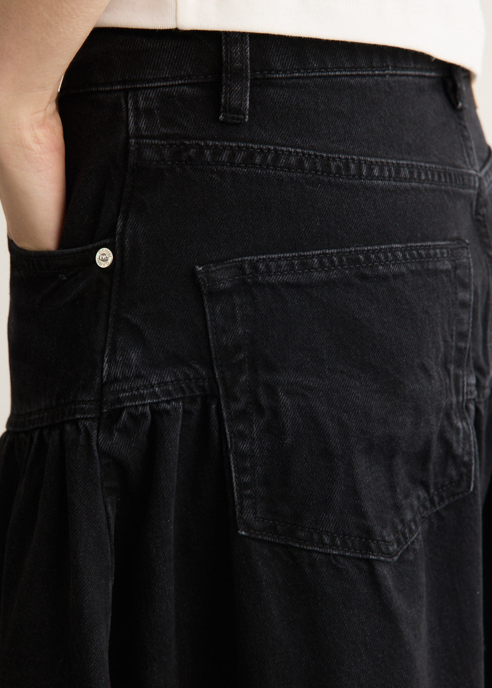 Broderie Anglaise Denim Midi Skirt