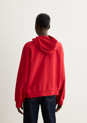 Red Graphic Cropped Hoodie