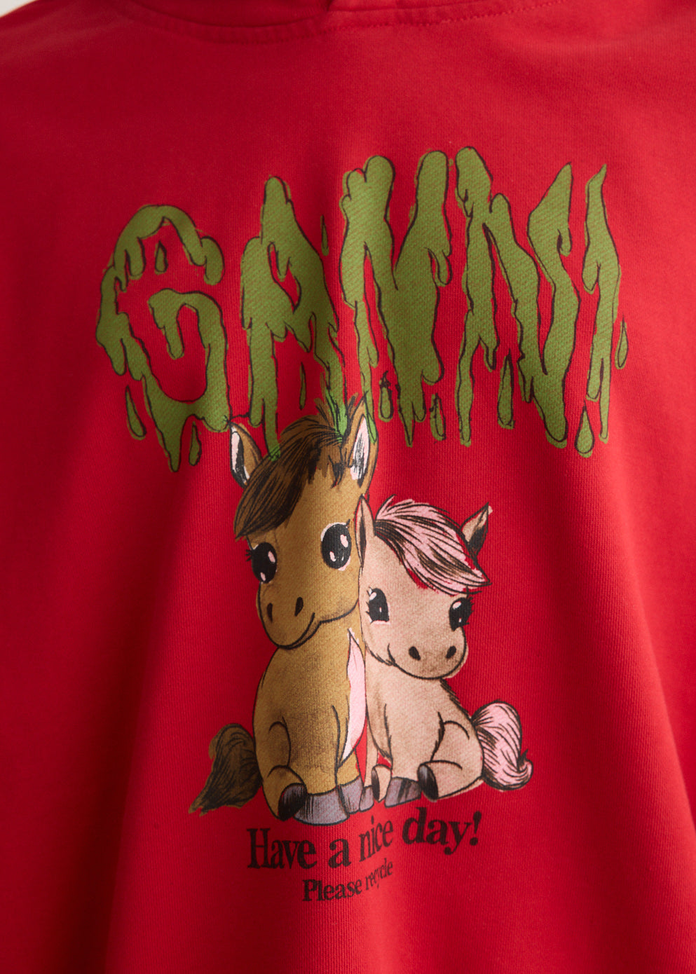 Red Graphic Cropped Hoodie