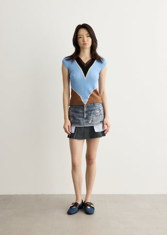 Colour-Blocked Knit Polo Vesr