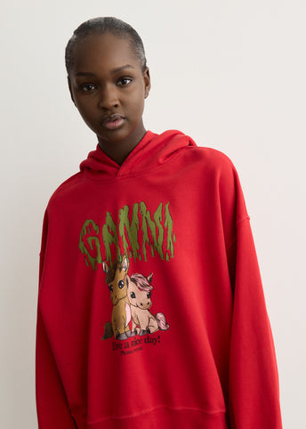 Red Graphic Cropped Hoodie