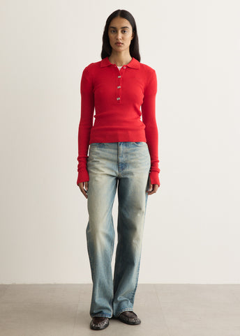 Mini Ribbed Merino Polo