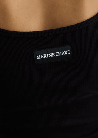 Moon Logo Ribbed Jersey Crop Tank Top