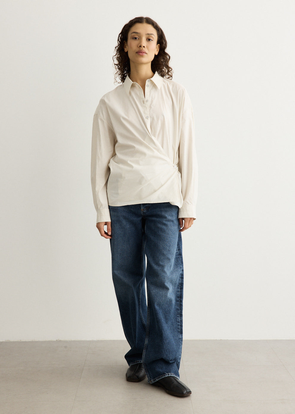 Straight Collar Twisted Shirt