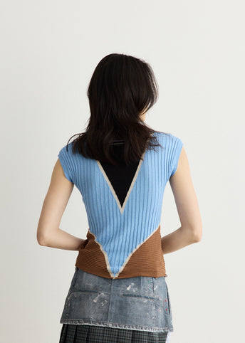 Colour-Blocked Knit Polo Vesr