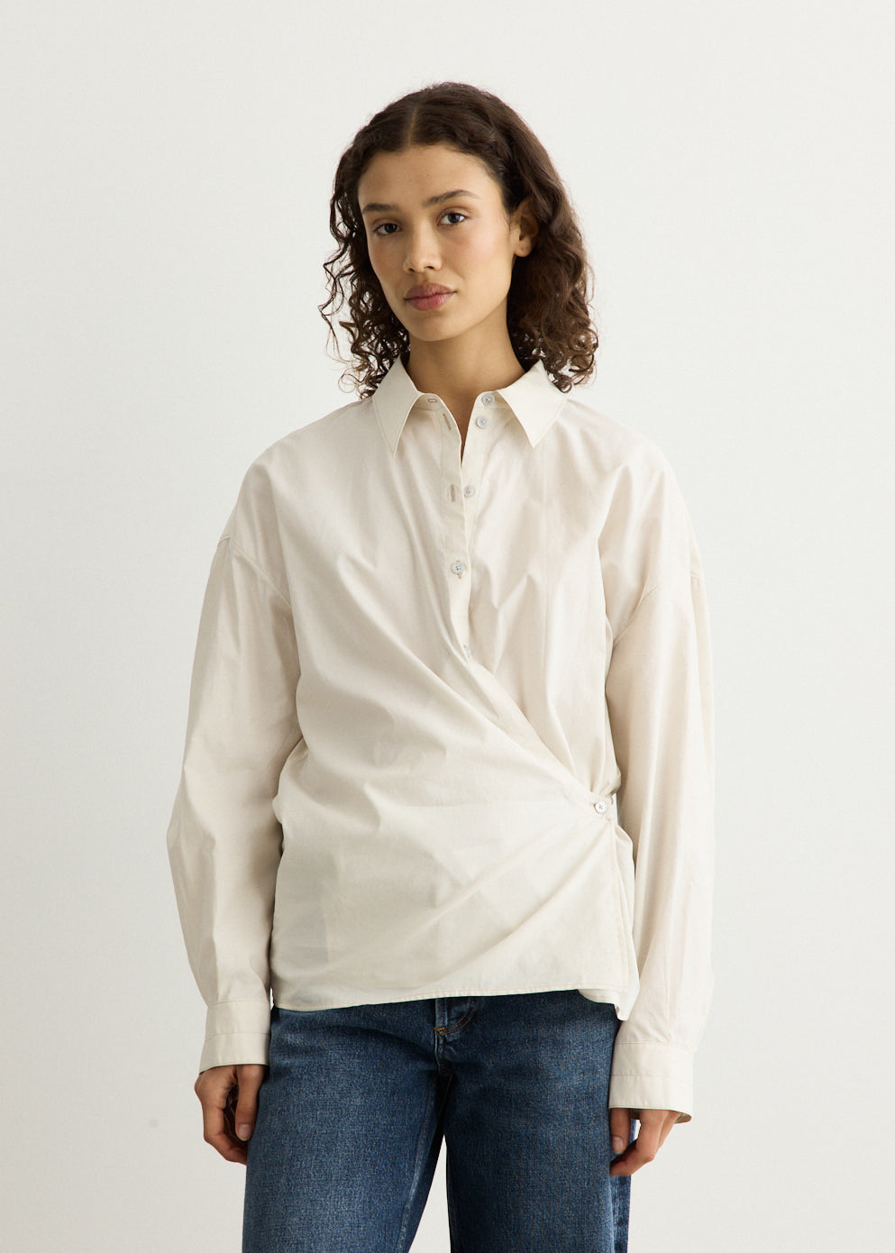 Straight Collar Twisted Shirt