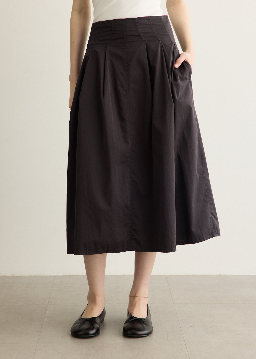 Tucked Maxi Cotton Skirt