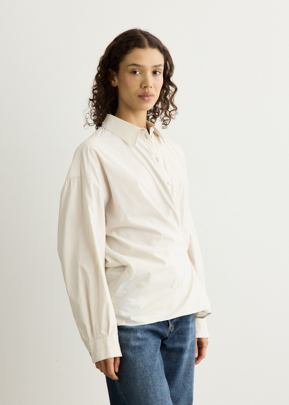 Straight Collar Twisted Shirt