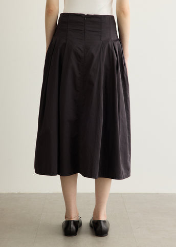 Tucked Maxi Cotton Skirt
