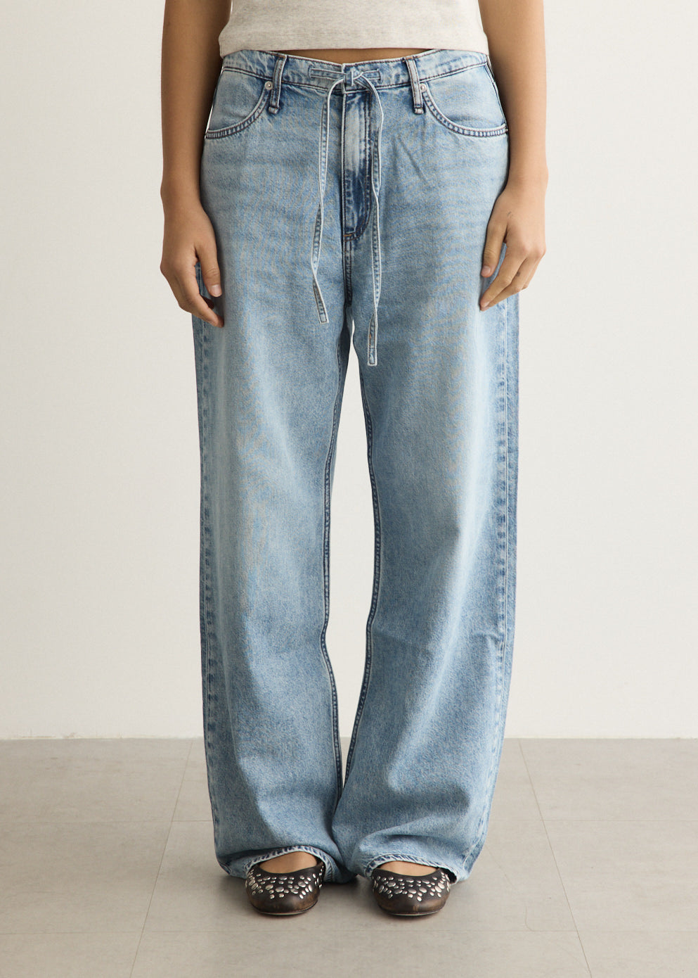 Phoebe Drawstring Wide Jeans