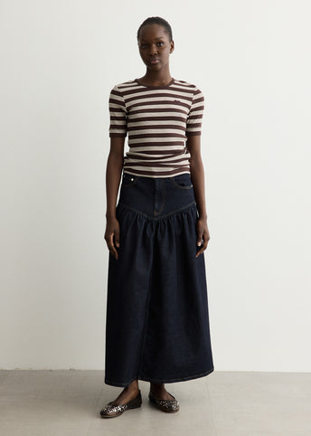 Soft Cotton Rib Short Sleeve Stripe T-Shirt