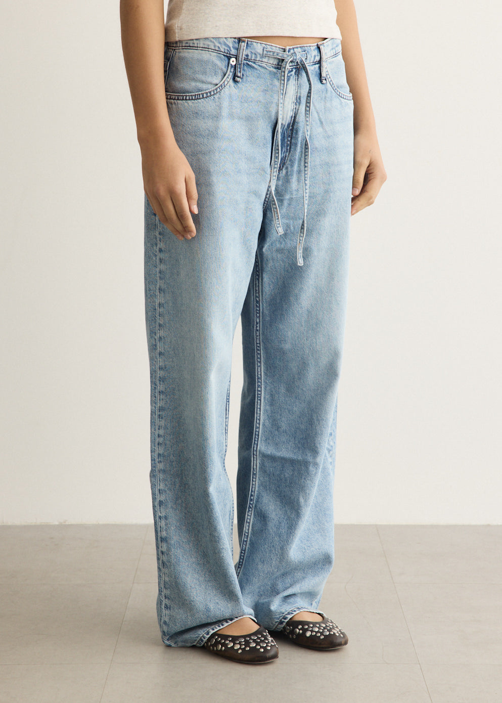 Phoebe Drawstring Wide Jeans