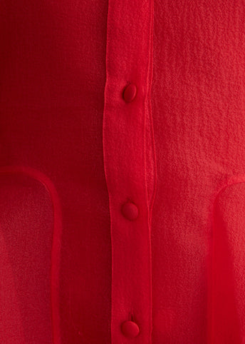 Textured Organza Peplum Shirt